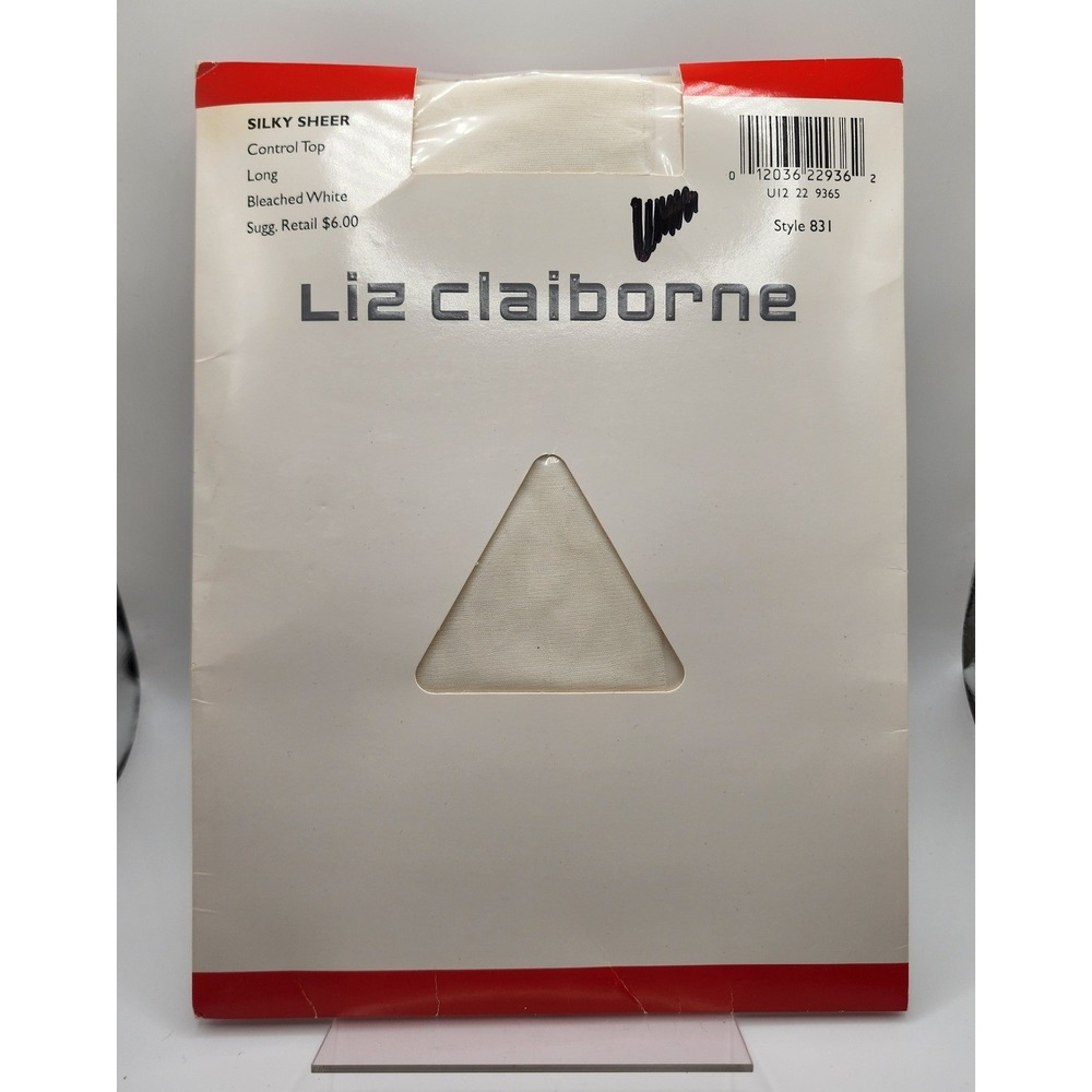 New Liz Claiborne Silky Sheer Control Top Pantyhose Long Bleached White 831